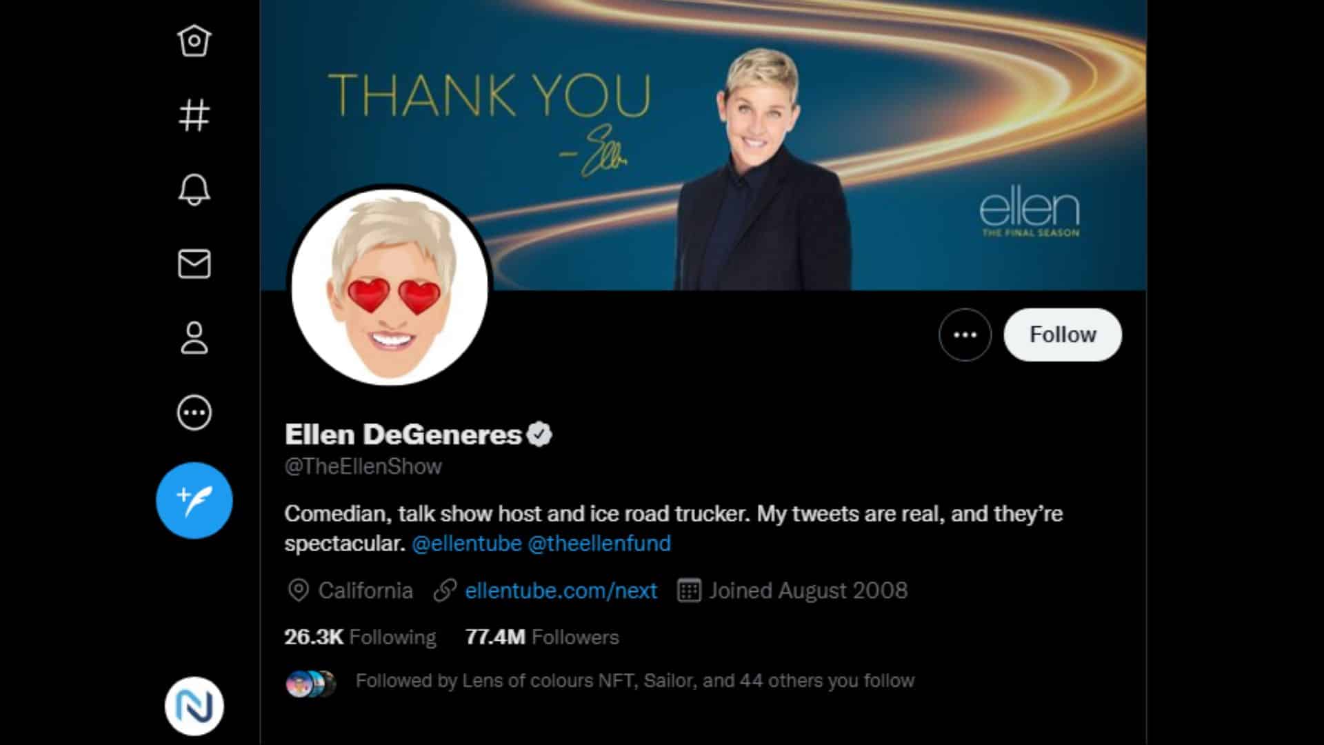 Ellen DeGeneres Most-Followed Twitter Account
