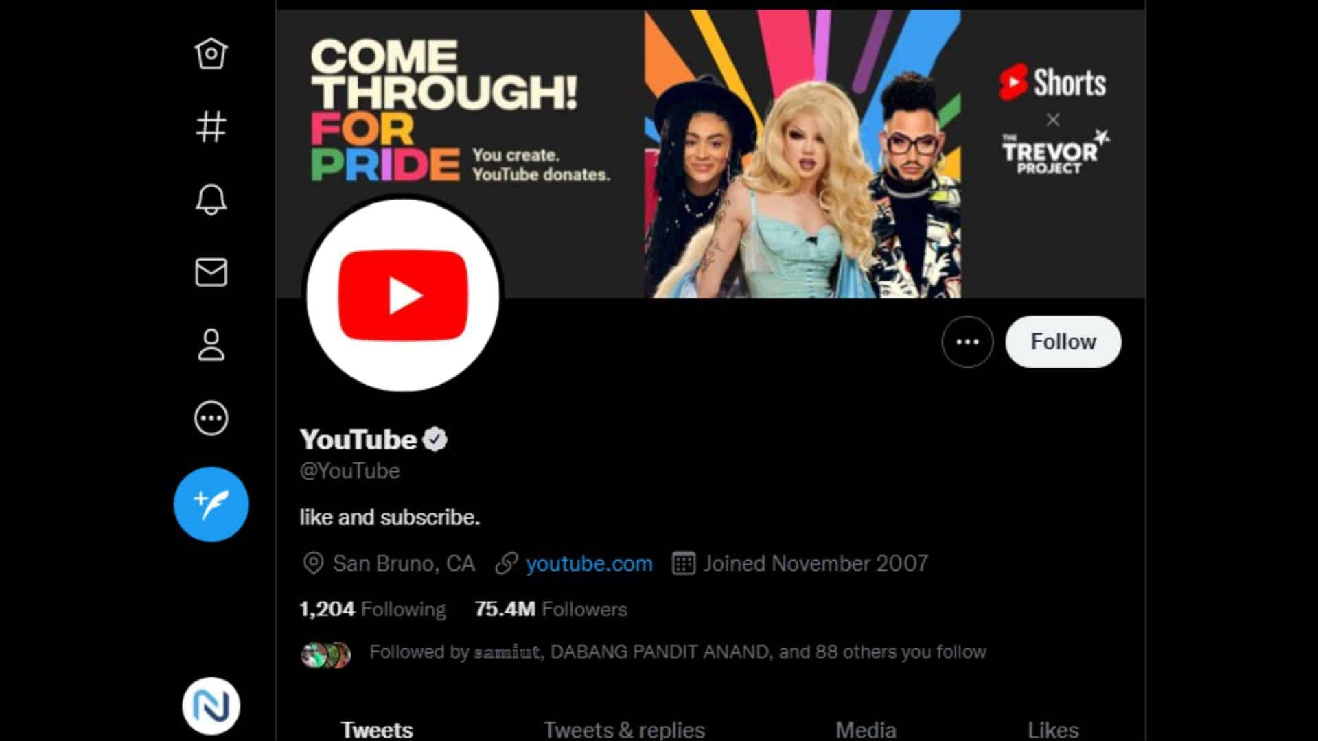 YouTube Most-Followed Twitter Account